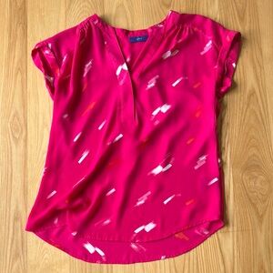 Apt 9 Pink Blouse Size XS Lightweight V Neck Work Top Flowy Cap Sleeve Shirt